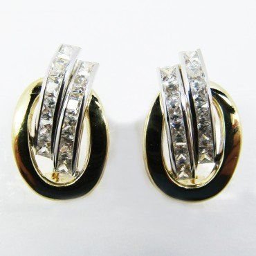 PENDIENTES ORO BICOLOR PIEDRA