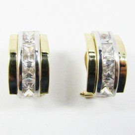 PENDIENTES ORO BICOLOR PIEDRA