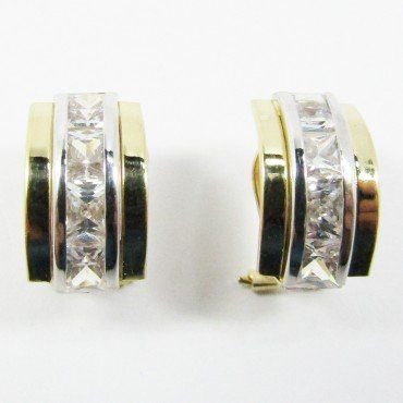 PENDIENTES ORO BICOLOR PIEDRA