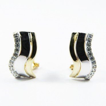 PENDIENTES ORO BICOLOR PIEDRA