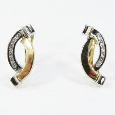 PENDIENTES ORO BICOLOR PIEDRA