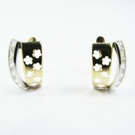 PENDIENTES ORO BICOLOR PIEDRA