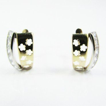 PENDIENTES ORO BICOLOR PIEDRA