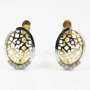 PENDIENTES ORO BICOLOR PIEDRA