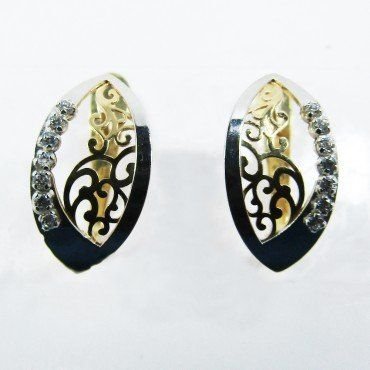 PENDIENTES ORO BICOLOR PIEDRA