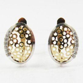 PENDIENTES ORO BICOLOR PIEDRA