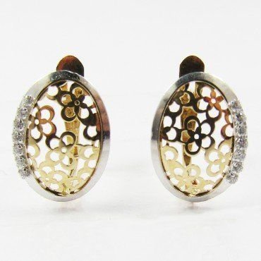 PENDIENTES ORO BICOLOR PIEDRA