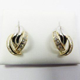 PENDIENTES ORO BICOLOR PIEDRA