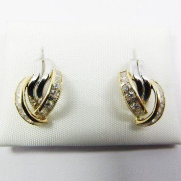 PENDIENTES ORO BICOLOR PIEDRA