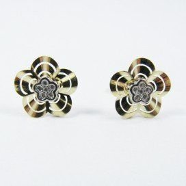 PENDIENTES ORO BICOLOR PIEDRA