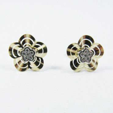 PENDIENTES ORO BICOLOR PIEDRA