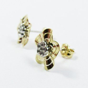 PENDIENTES ORO BICOLOR PIEDRA