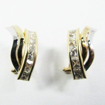 PENDIENTES ORO BICOLOR PIEDRA