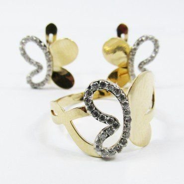 PENDIENTES ORO BICOLOR PIEDRA