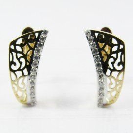 PENDIENTES ORO BICOLOR PIEDRA