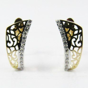 PENDIENTES ORO BICOLOR PIEDRA