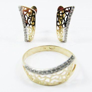 PENDIENTES ORO BICOLOR PIEDRA