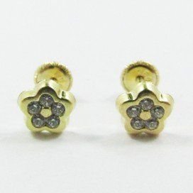 PENDIENTES NIÑA ORO AMARILLO PIEDRA