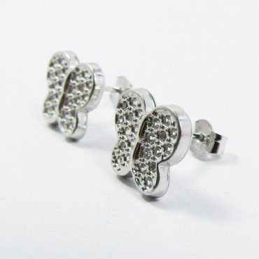 PENDIENTES ORO BLANCO PIEDRA