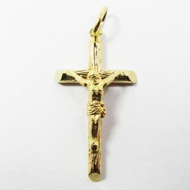 CRUZ ORO AMARILLO CON CRISTO