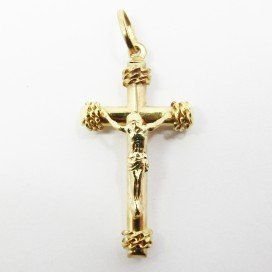 CRUZ ORO AMARILLO CON CRISTO