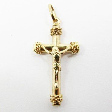 CRUZ ORO AMARILLO CON CRISTO