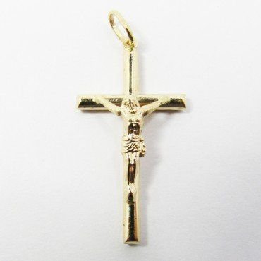CRUZ ORO AMARILLO CON CRISTO