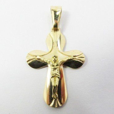 CRUZ ORO AMARILLO CON CRISTO
