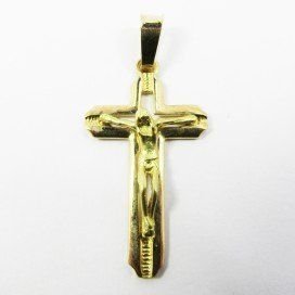 CRUZ ORO AMARILLO CON CRISTO