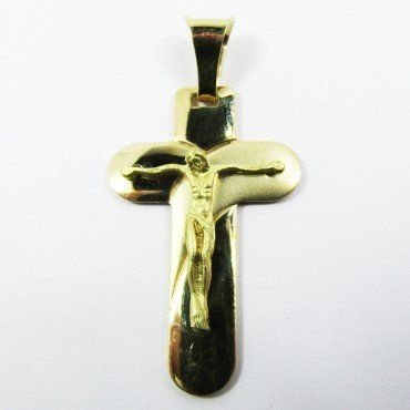 CRUZ ORO AMARILLO CON CRISTO