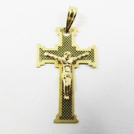 CRUZ ORO AMARILLO CON CRISTO