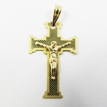 CRUZ ORO AMARILLO CON CRISTO
