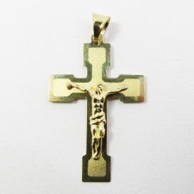 CRUZ ORO AMARILLO CON CRISTO