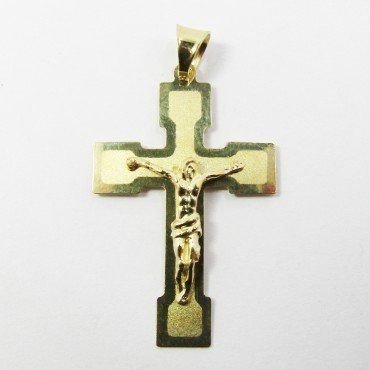 CRUZ ORO AMARILLO CON CRISTO