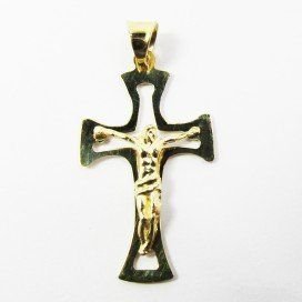 CRUZ ORO AMARILLO CON CRISTO