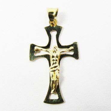 CRUZ ORO AMARILLO CON CRISTO