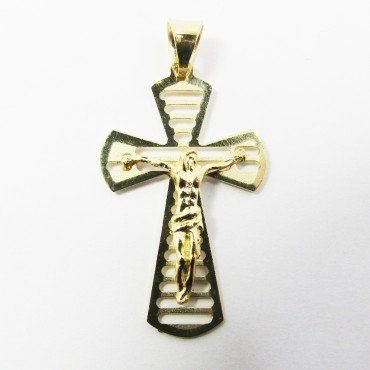CRUZ ORO AMARILLO CON CRISTO