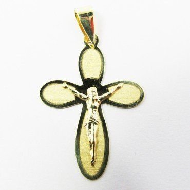 CRUZ ORO AMARILLO CON CRISTO
