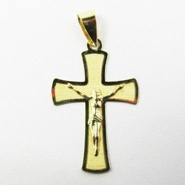 CRUZ ORO AMARILLO CON CRISTO