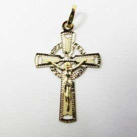 CRUZ ORO AMARILLO CON CRISTO