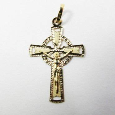 CRUZ ORO AMARILLO CON CRISTO