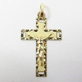 CRUZ ORO AMARILLO CON CRISTO