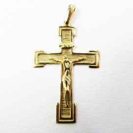 CRUZ ORO AMARILLO CON CRISTO
