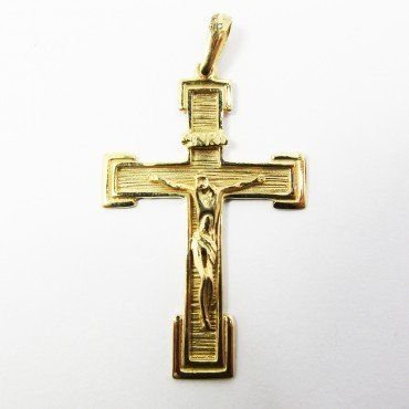CRUZ ORO AMARILLO CON CRISTO