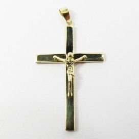 CRUZ ORO AMARILLO CON CRISTO