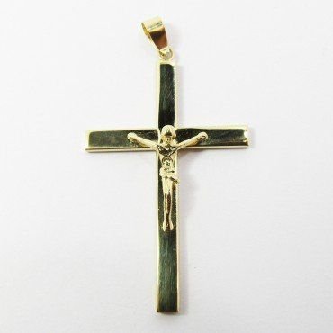 CRUZ ORO AMARILLO CON CRISTO