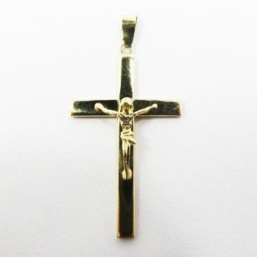 CRUZ ORO AMARILLO CON CRISTO