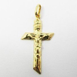 CRUZ ORO AMARILLO CON CRISTO