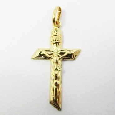 CRUZ ORO AMARILLO CON CRISTO