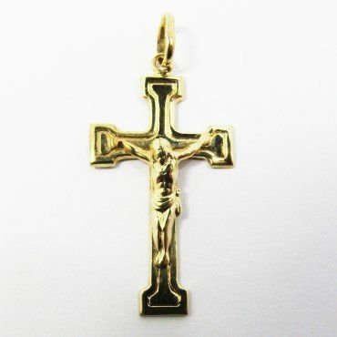 CRUZ ORO AMARILLO CON CRISTO
